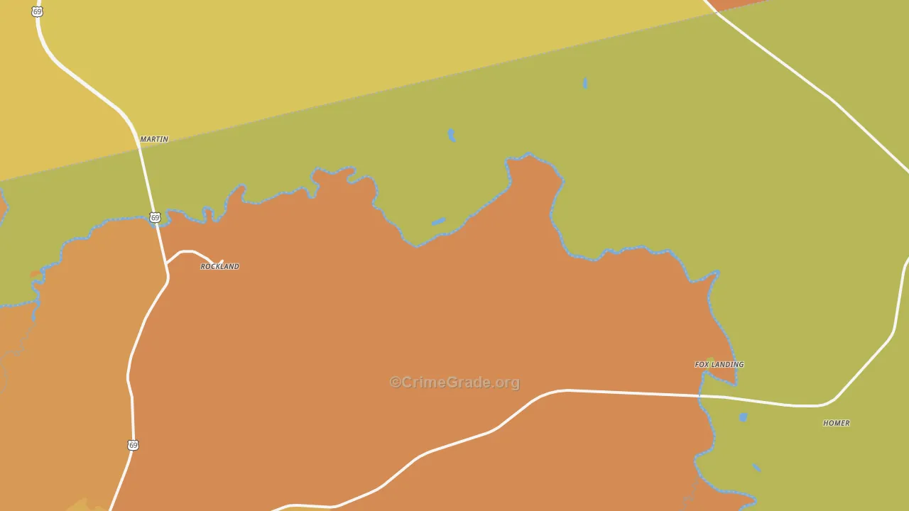 Rockland, TX Map of Vandalism Rates