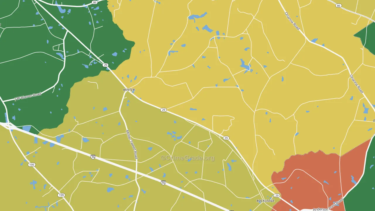 Rockledge, GA Map of Vandalism Rates