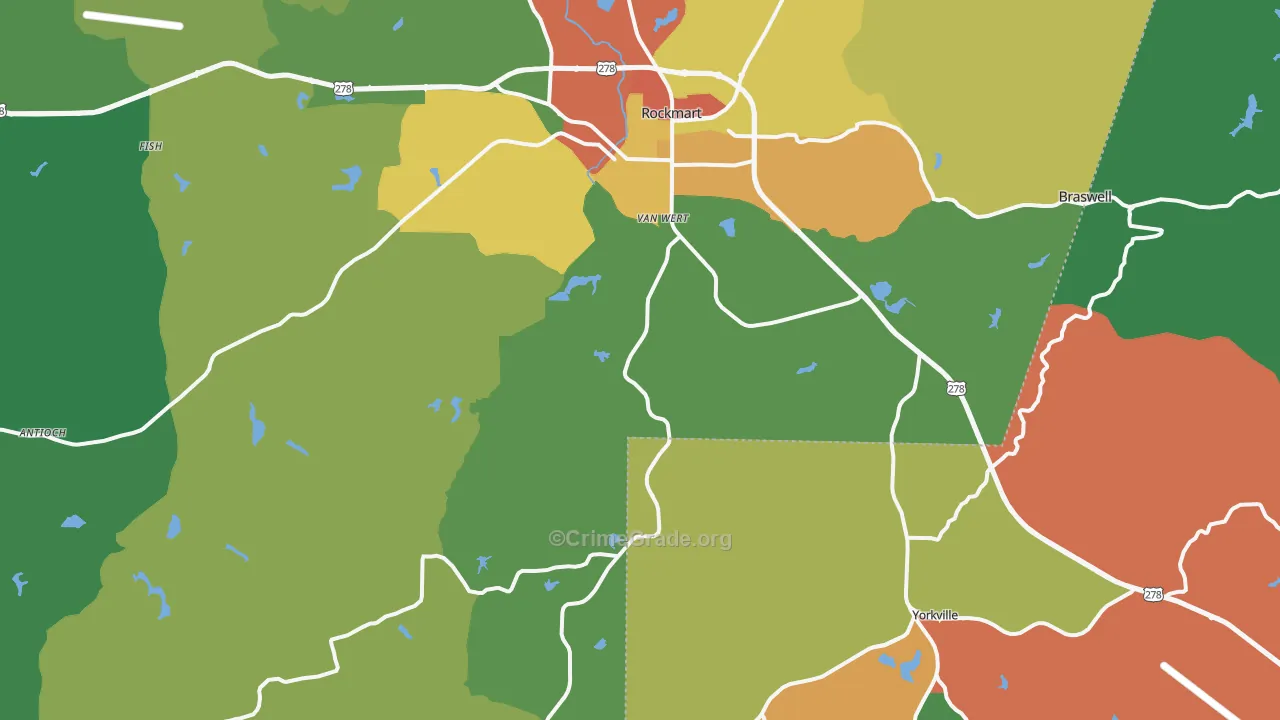 Rockmart, GA Map of Vandalism Rates