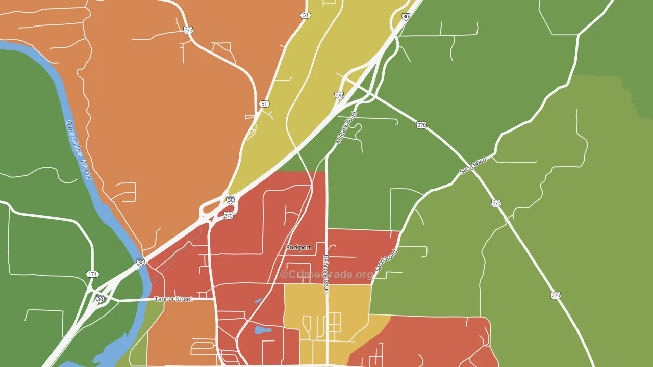 Rockport, AR Map of Vandalism Rates