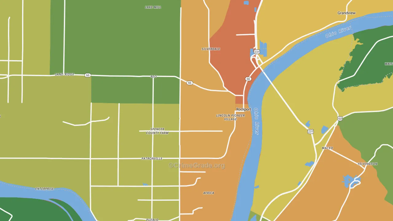 Rockport, IN Map of Vandalism Rates