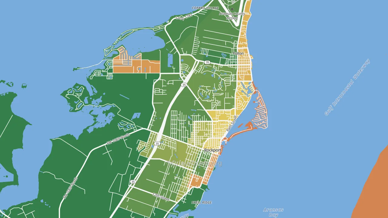 Rockport, TX Map of Vandalism Rates