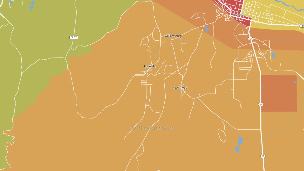 Rockvale, CO Map of Vandalism Rates