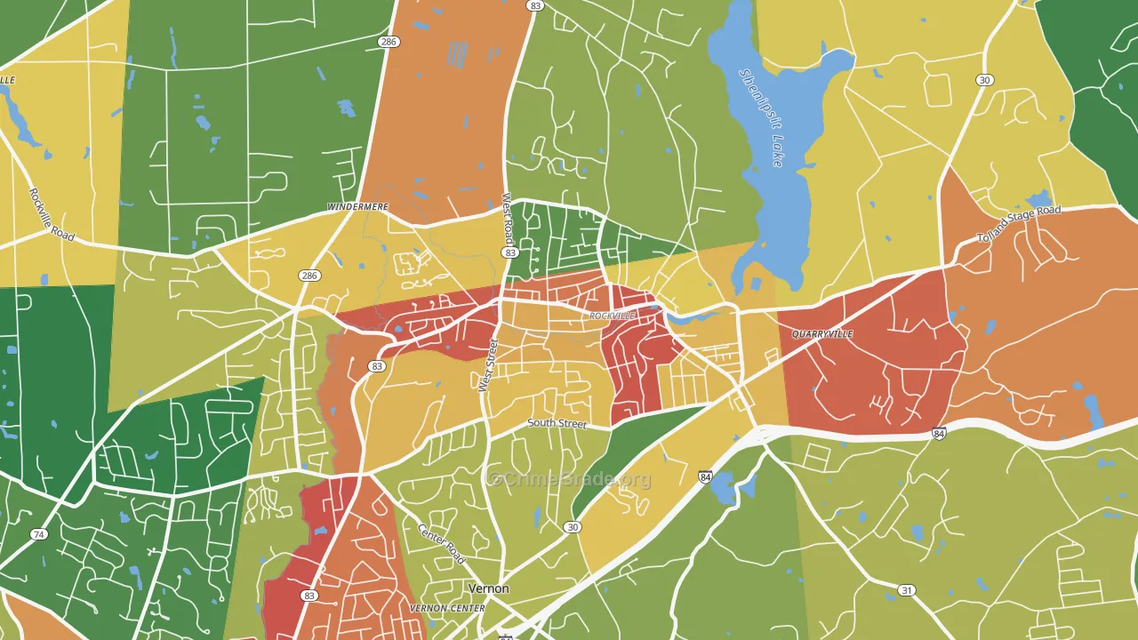 Rockville, CT Map of Vandalism Rates