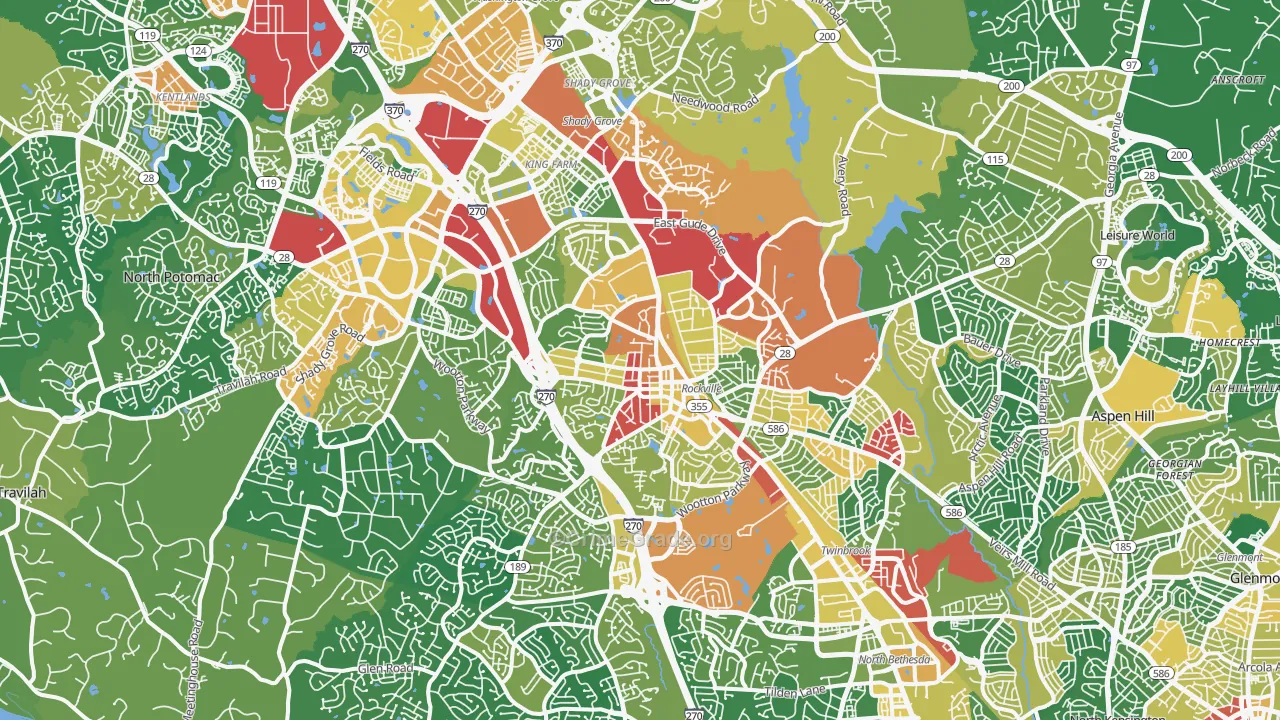 Rockville, MD Map of Vandalism Rates