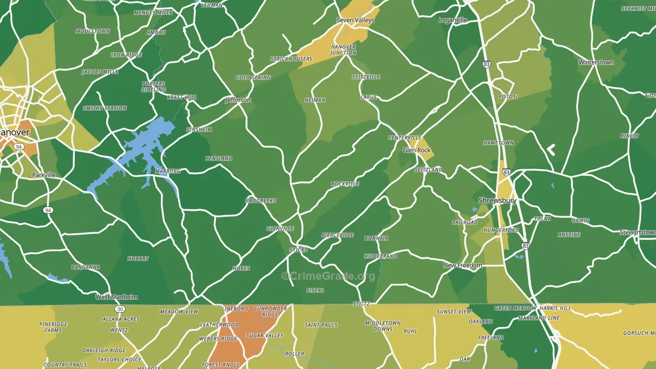 Rockville, PA Map of Vandalism Rates