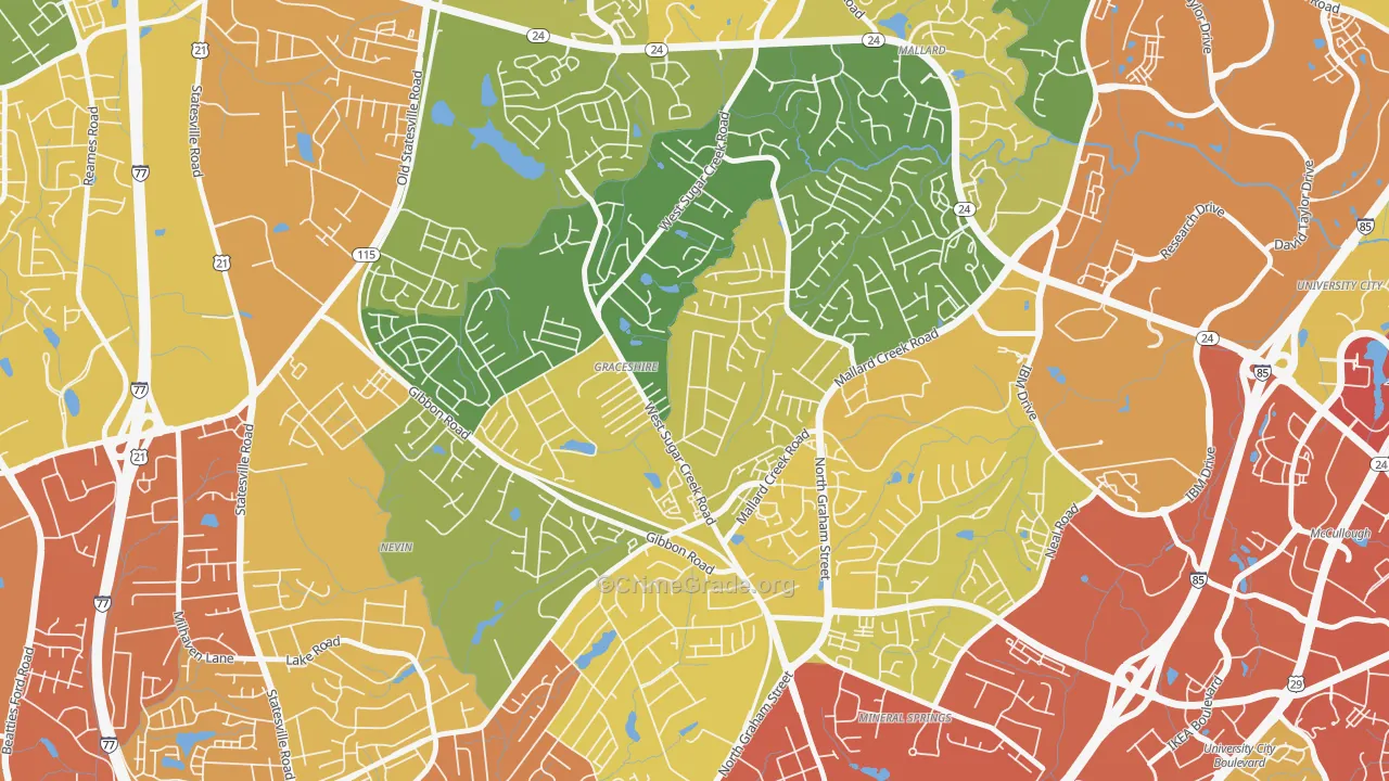 Rockwell Park-Hemphill Heights, Charlotte, NC Map of Vandalism Rates
