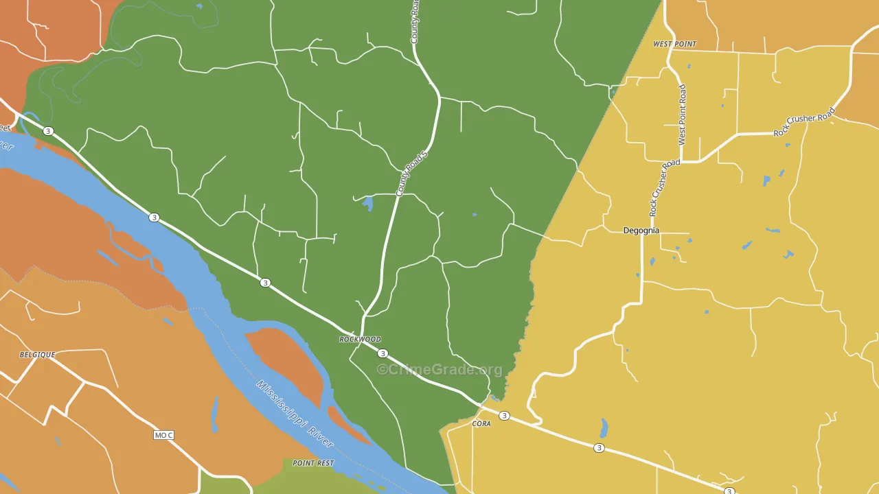 Rockwood, IL Map of Vandalism Rates