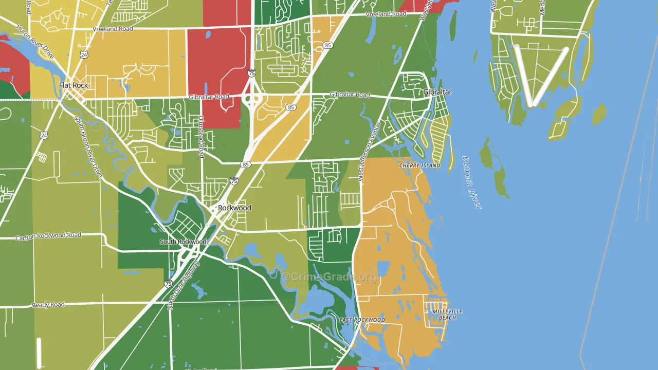 Rockwood, MI Map of Vandalism Rates