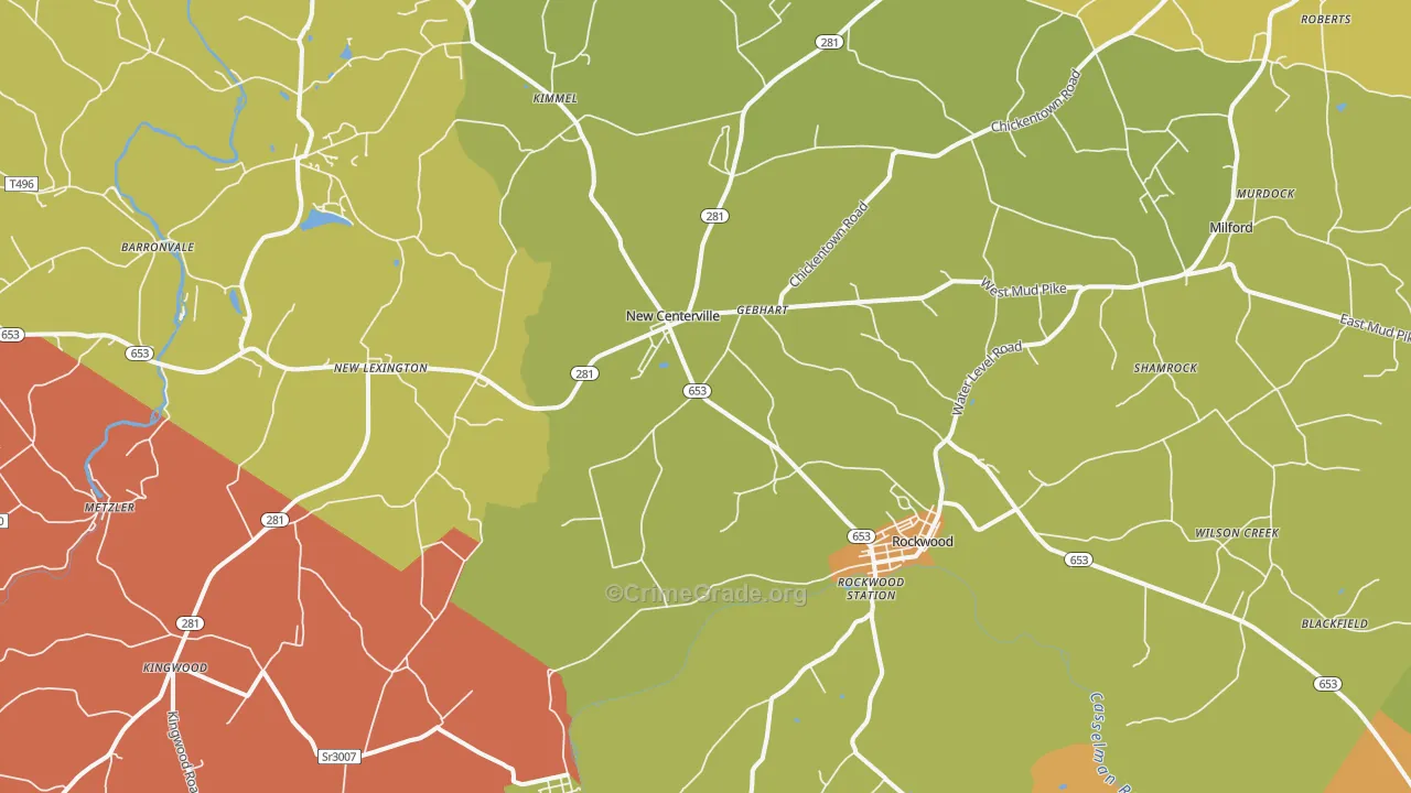 Rockwood, PA Map of Vandalism Rates