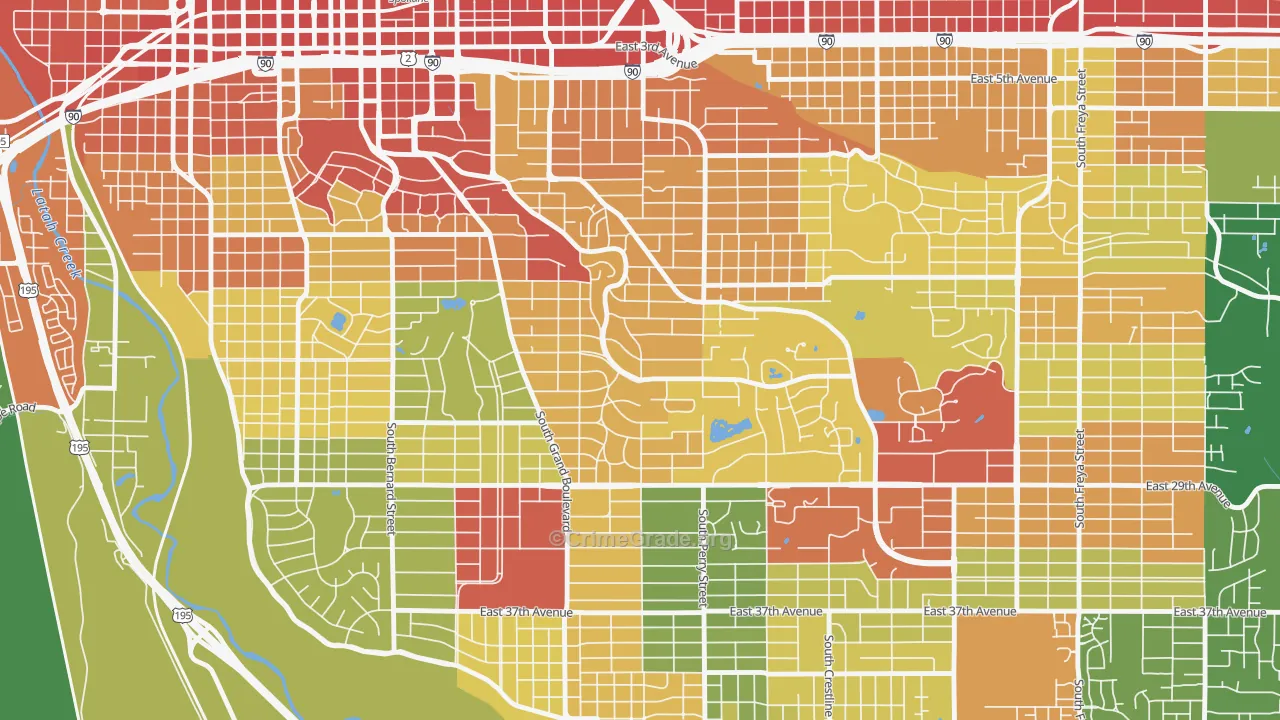 Rockwood, Spokane, WA Map of Vandalism Rates