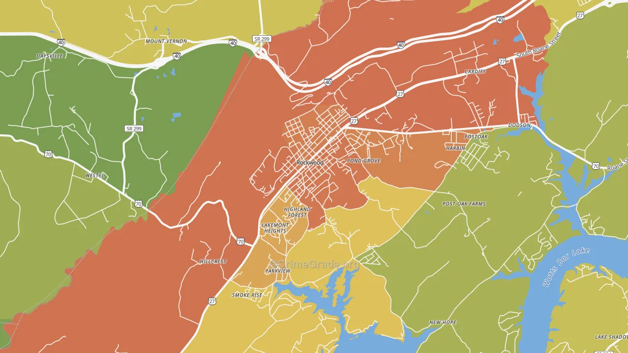 Rockwood, TN Map of Vandalism Rates