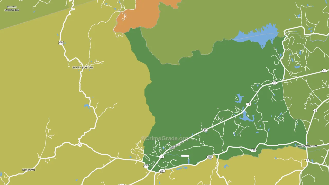 Rocky Bottom, SC Map of Vandalism Rates