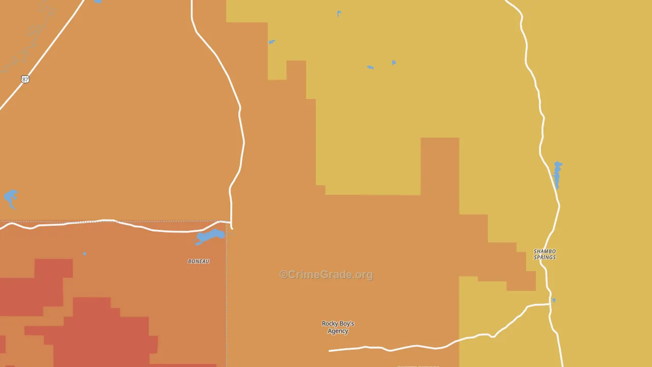 Rocky Boy, MT Map of Vandalism Rates