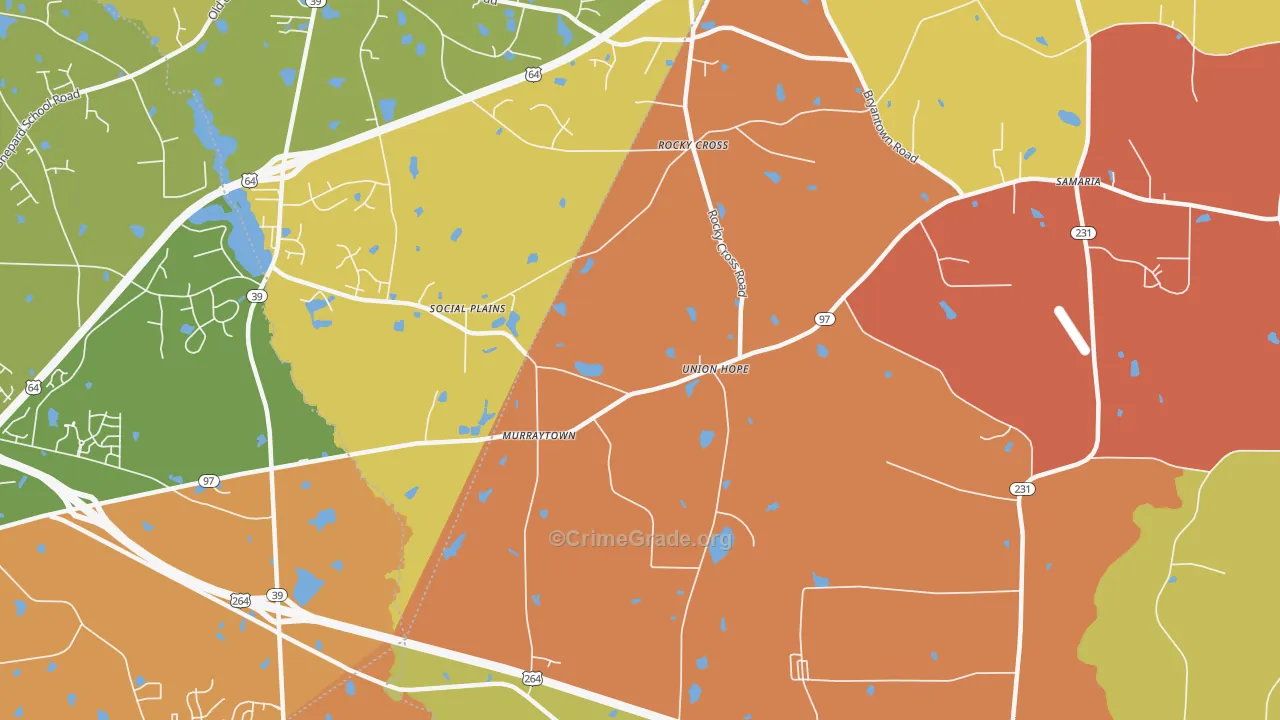 Rocky Cross, NC Map of Vandalism Rates