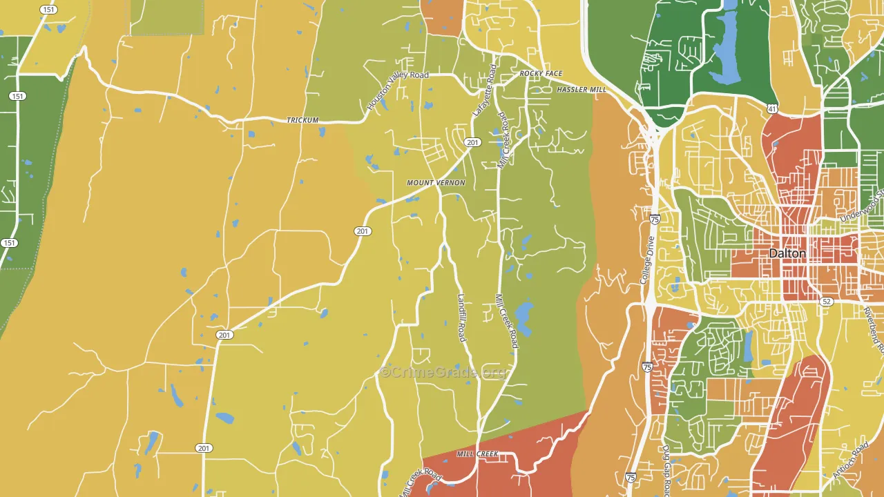 Rocky Face, GA Map of Vandalism Rates