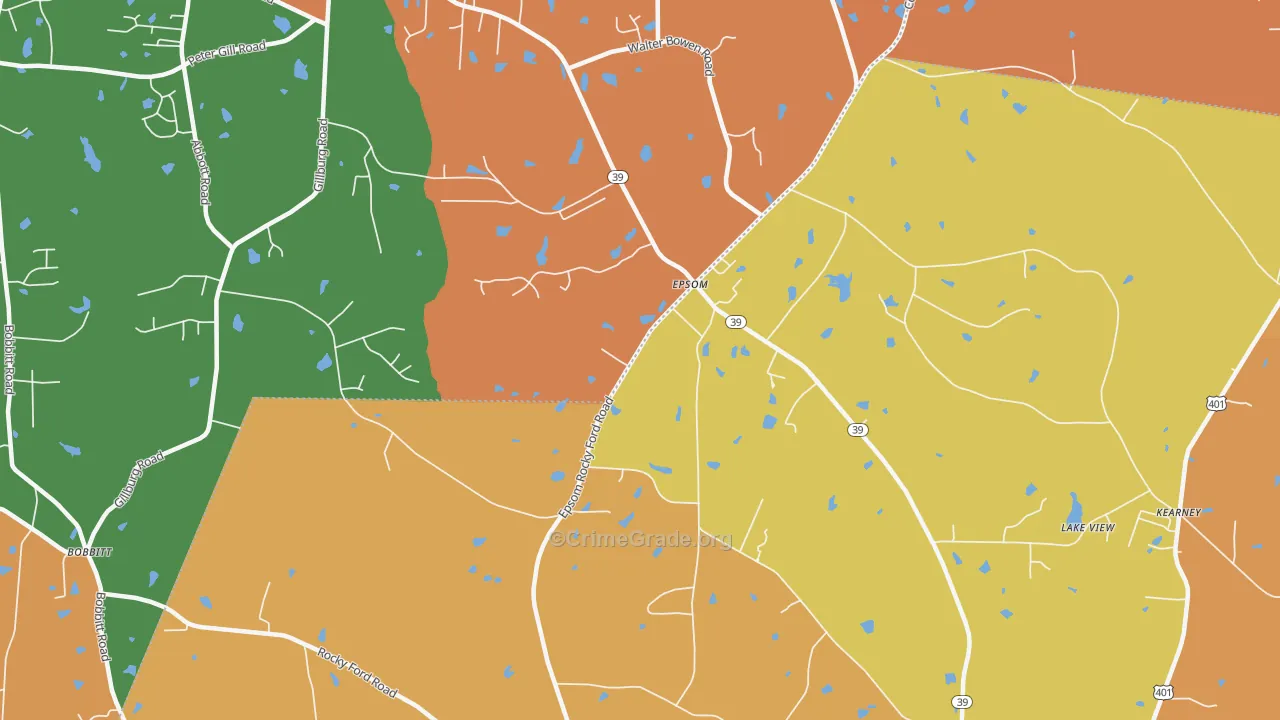 Rocky Ford, NC Map of Vandalism Rates