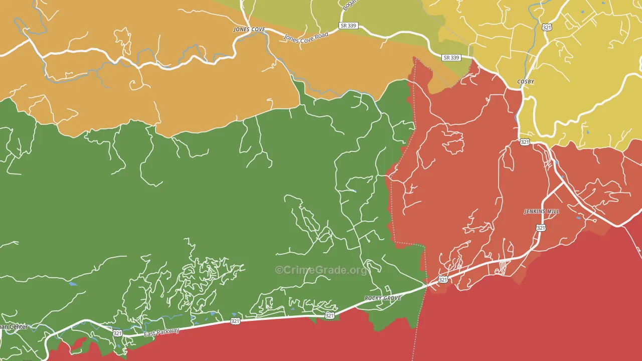 Rocky Grove, TN Map of Vandalism Rates