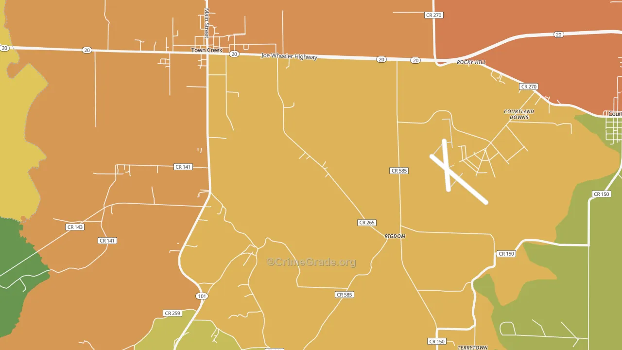 Rocky Hill, AL Map of Vandalism Rates