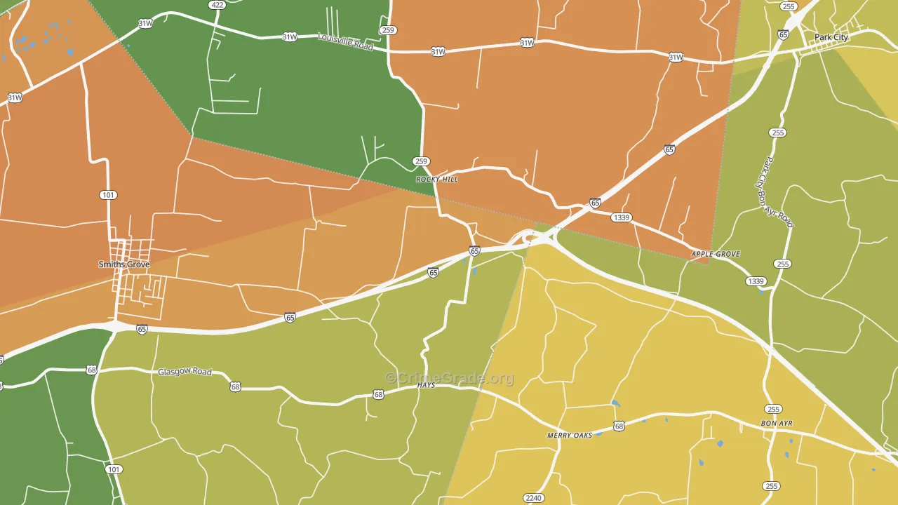 Rocky Hill, KY Map of Vandalism Rates
