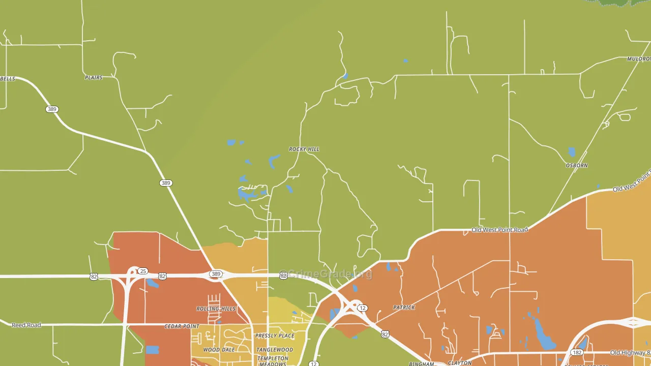 Rocky Hill, MS Map of Vandalism Rates