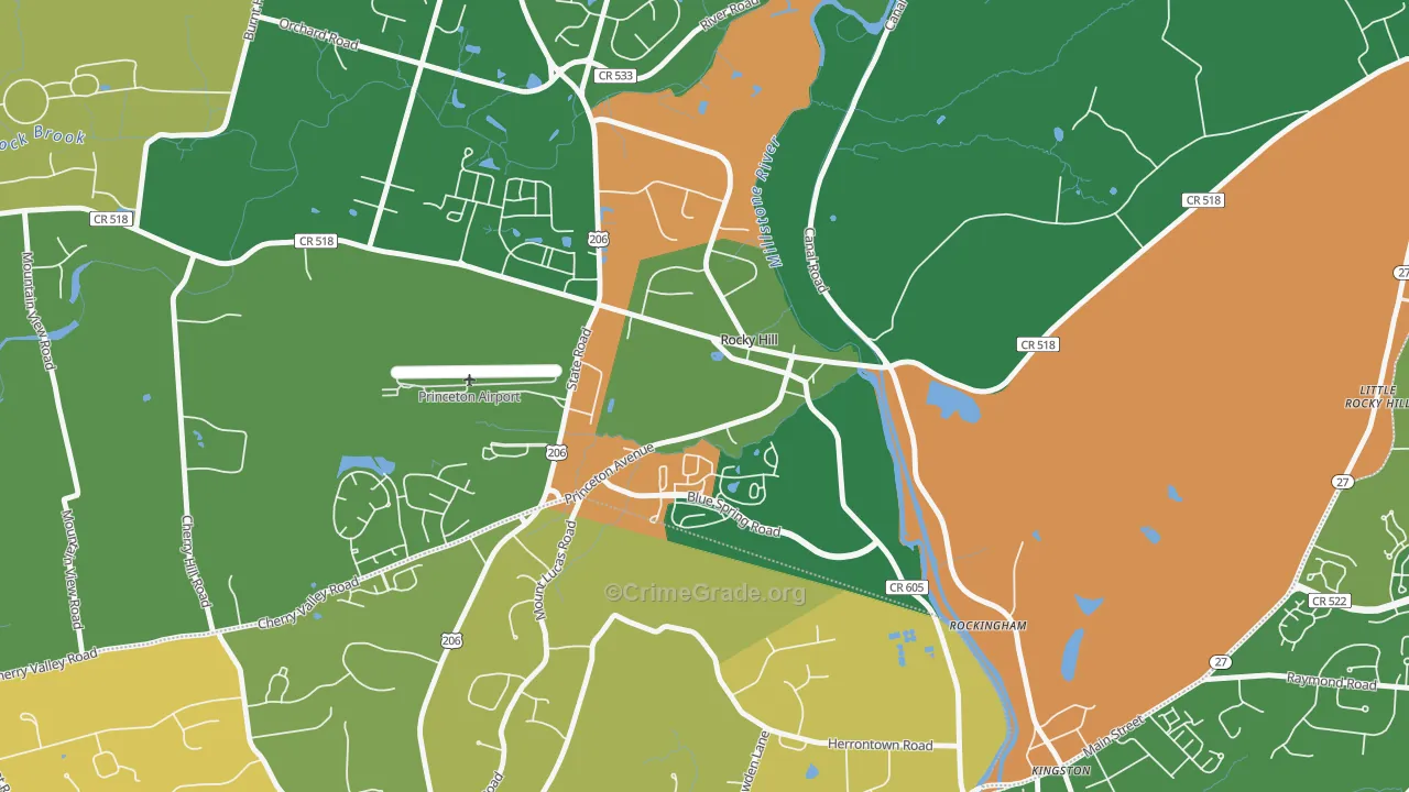 Rocky Hill, NJ Map of Vandalism Rates