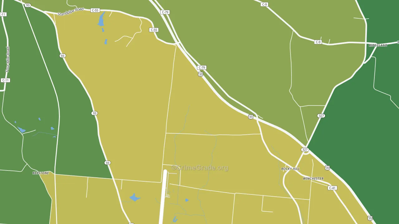 Rocky Hill, OH Map of Vandalism Rates
