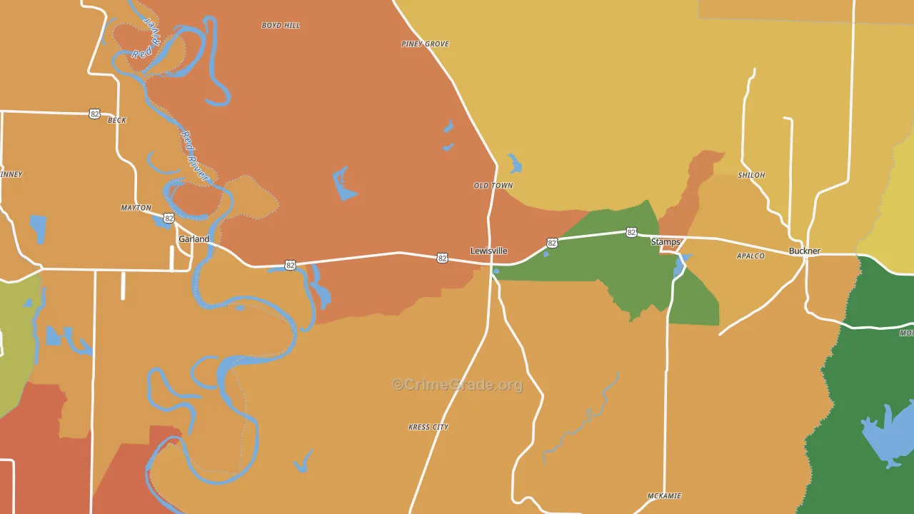 Rocky Mound, AR Map of Vandalism Rates