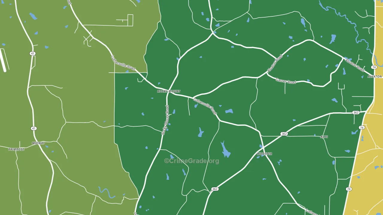 Rocky Mount, GA Map of Vandalism Rates