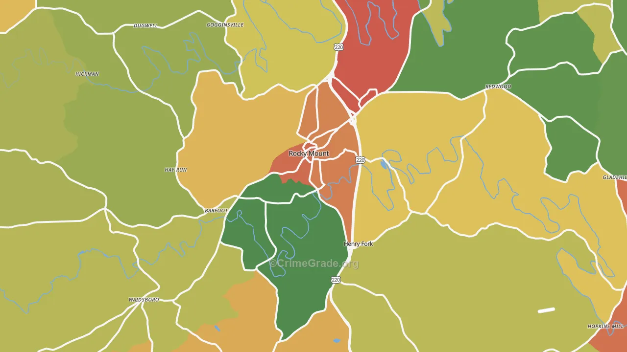 Rocky Mount, VA Map of Vandalism Rates