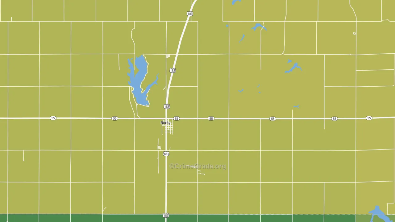 Rocky, OK Map of Vandalism Rates