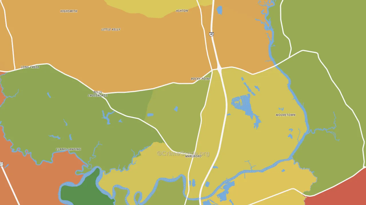 Rocky Point, NC Map of Vandalism Rates