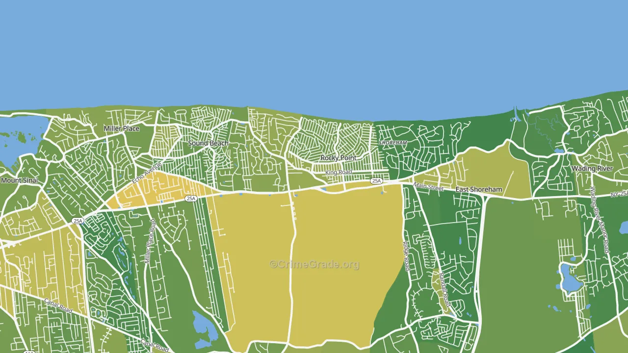 Rocky Point, NY Map of Vandalism Rates