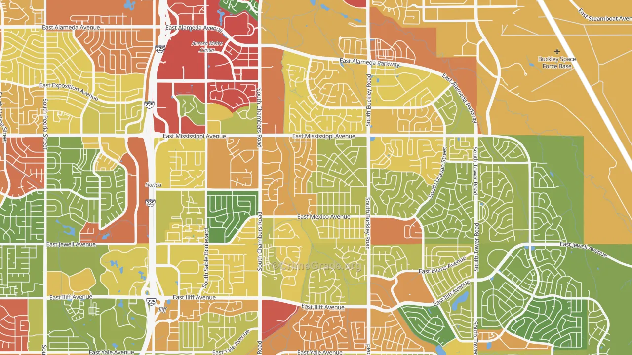 Rocky Ridge, Aurora, CO Map of Vandalism Rates