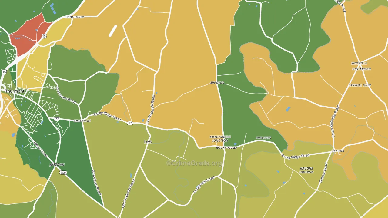 Rocky Ridge, MD Map of Vandalism Rates