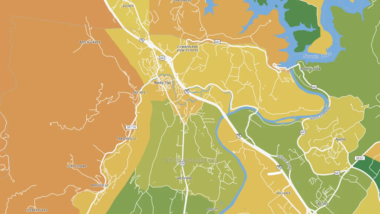 Rocky Top, TN Map of Vandalism Rates