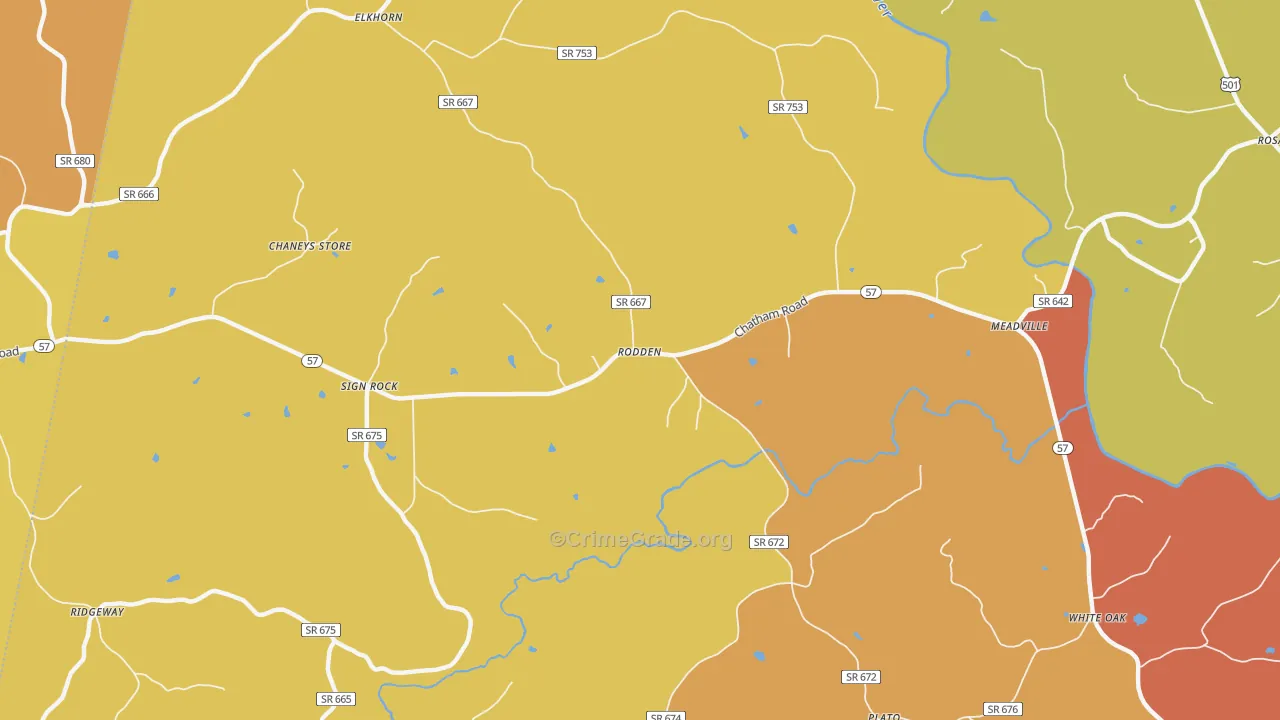 Rodden, VA Map of Vandalism Rates