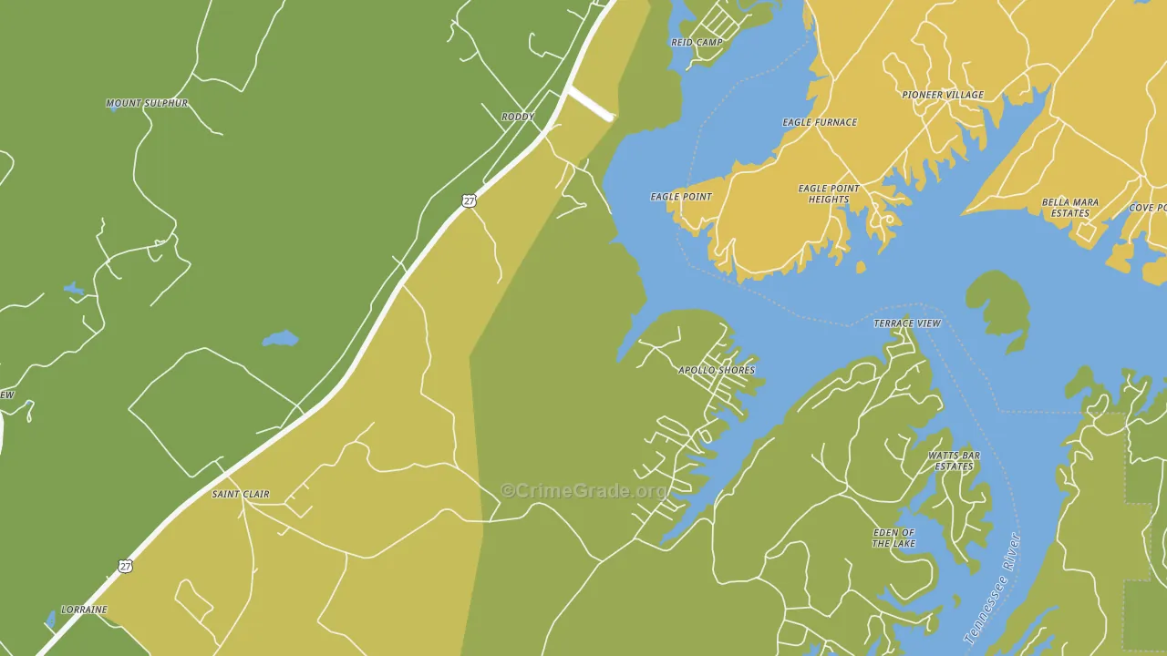 Roddy, TN Map of Vandalism Rates