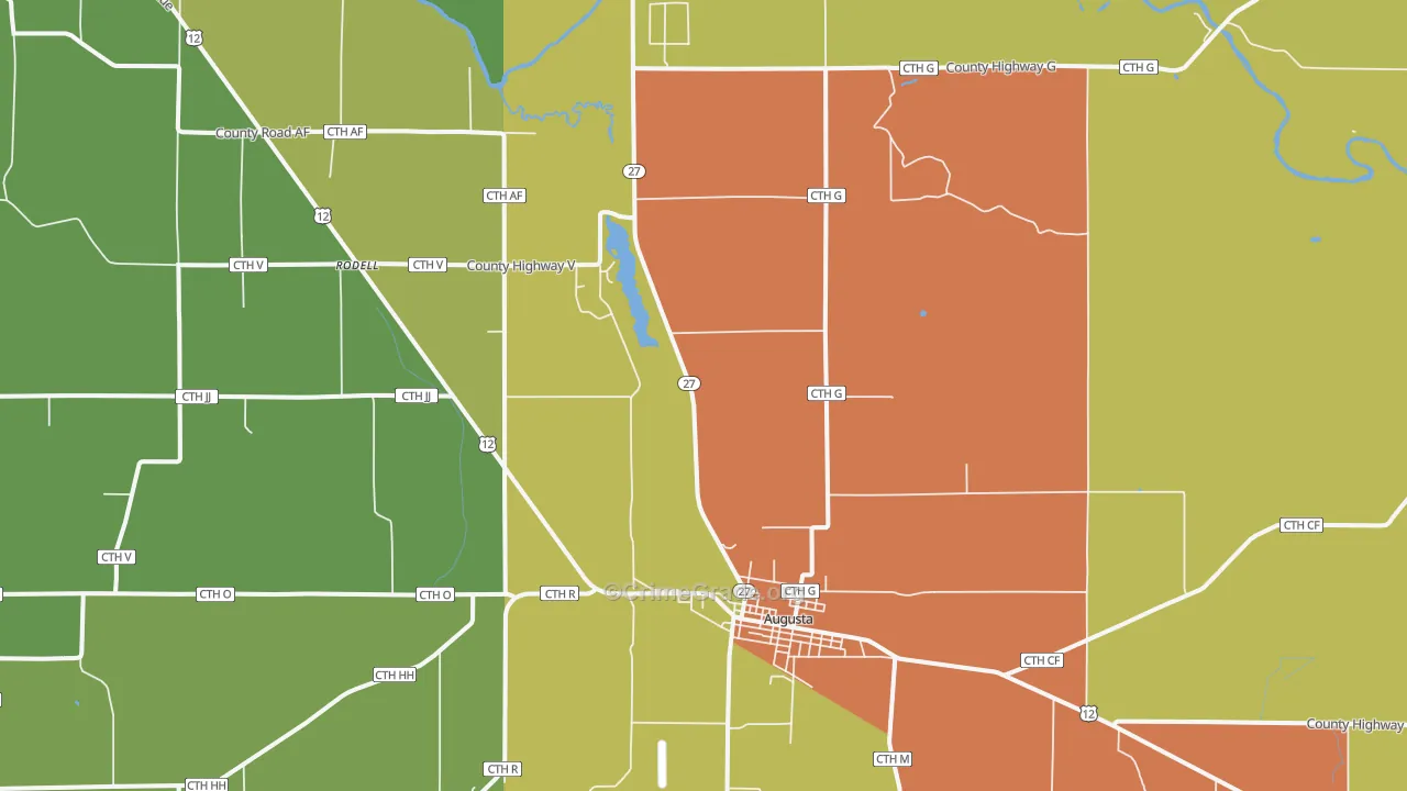 Rodell, WI Map of Vandalism Rates