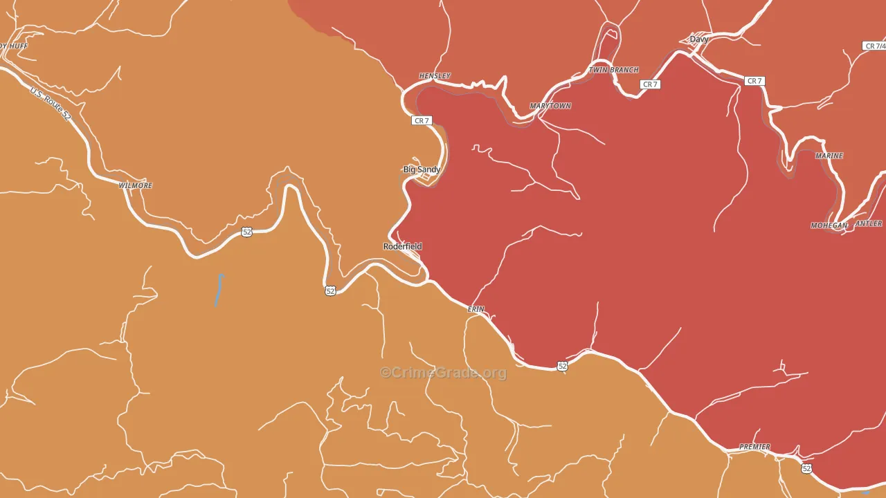 Roderfield, WV Map of Vandalism Rates
