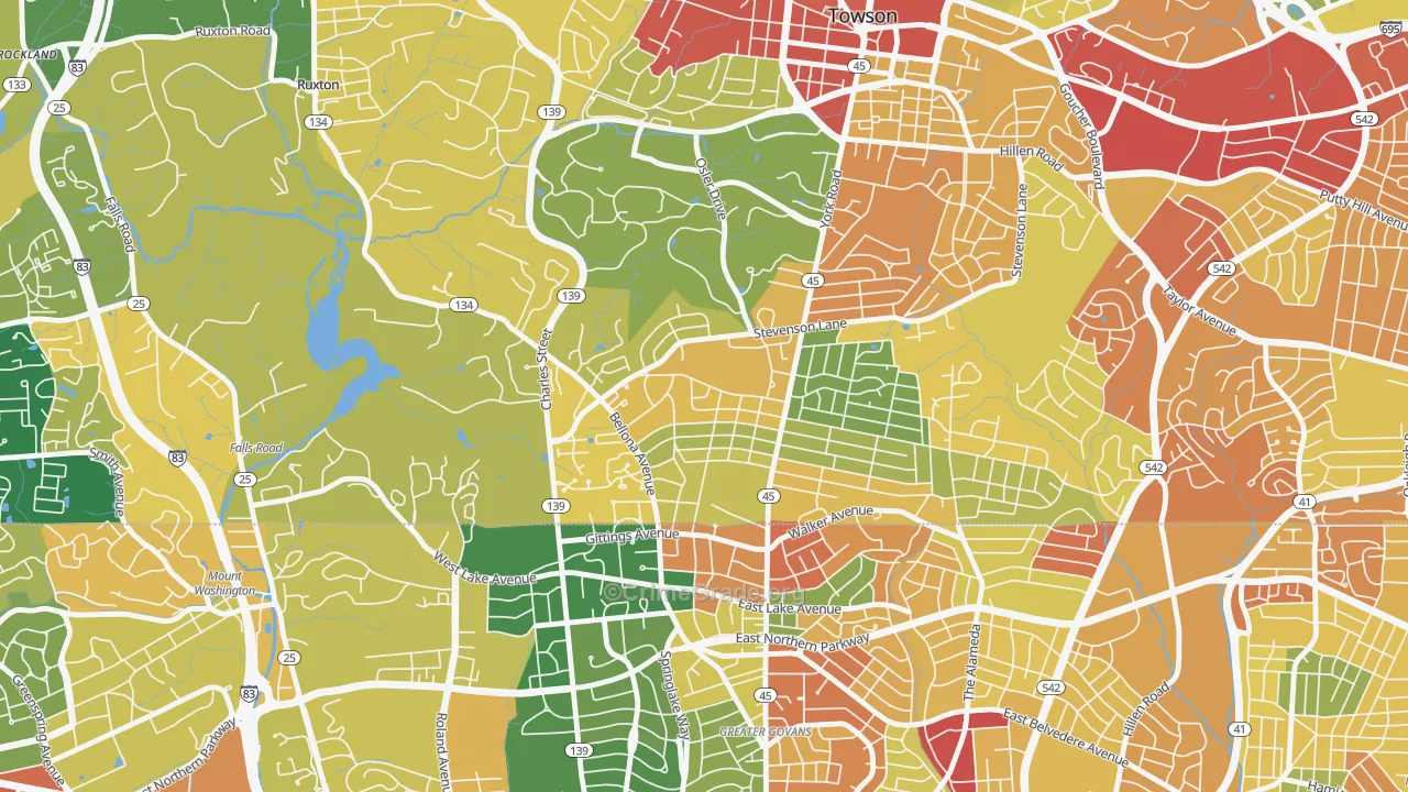 Rodgers Forge, Towson, MD Map of Vandalism Rates