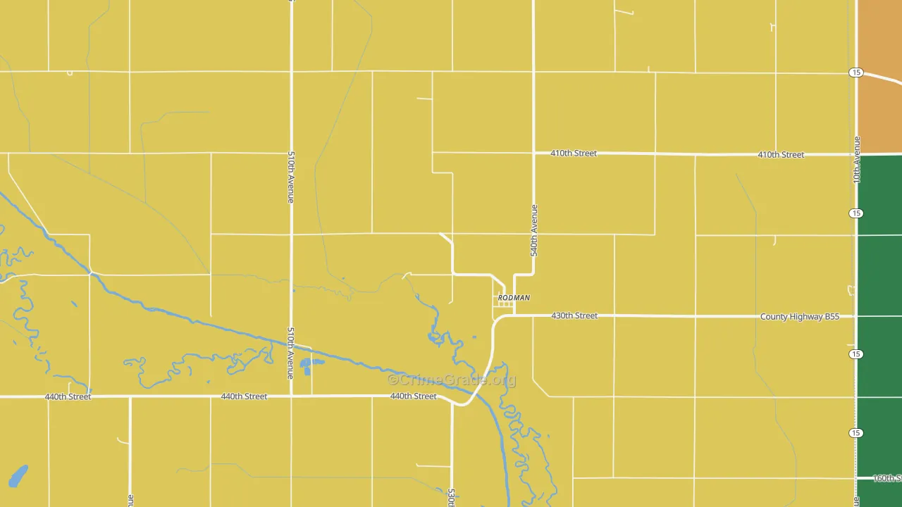Rodman, IA Map of Vandalism Rates