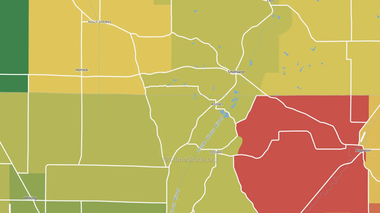 Rodney, IA Map of Vandalism Rates