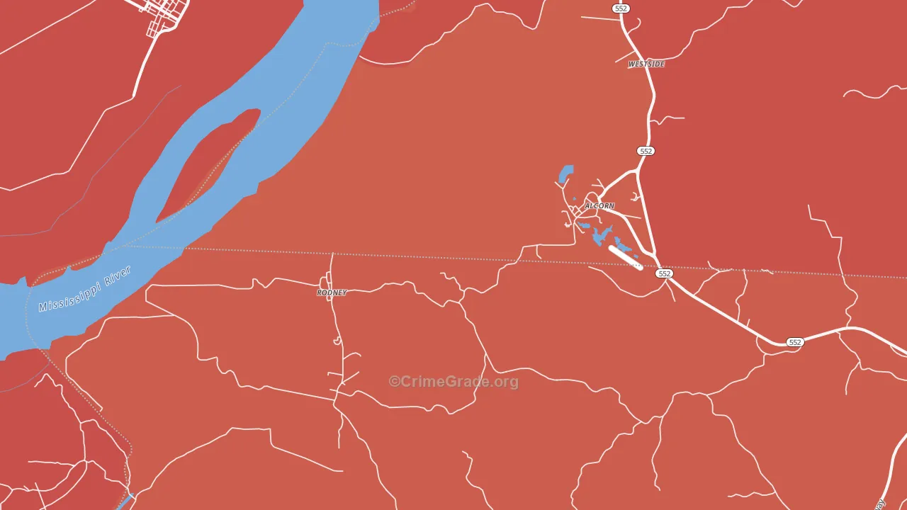 Rodney, MS Map of Vandalism Rates