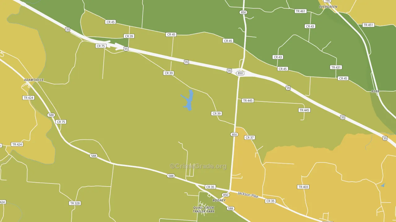 Rodney, OH Map of Vandalism Rates