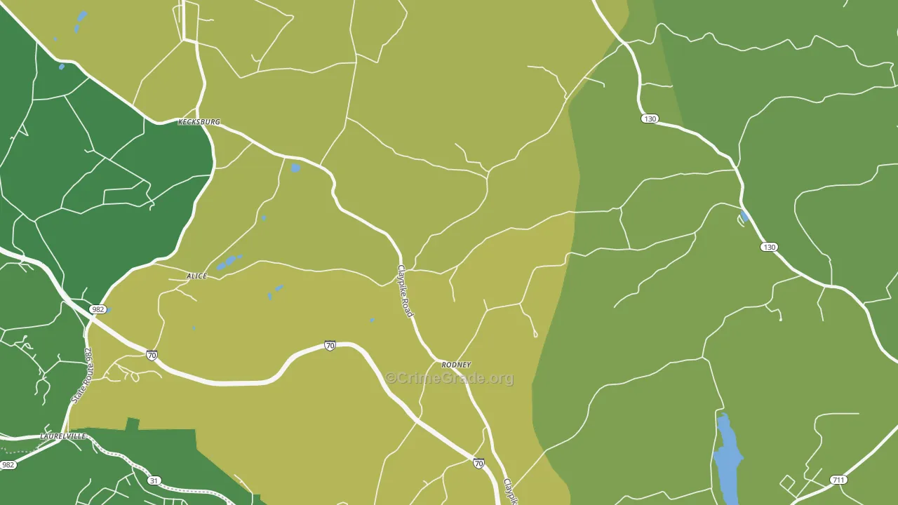 Rodney, PA Map of Vandalism Rates