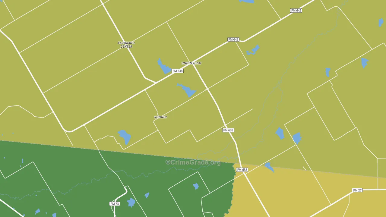 Rodney, TX Map of Vandalism Rates