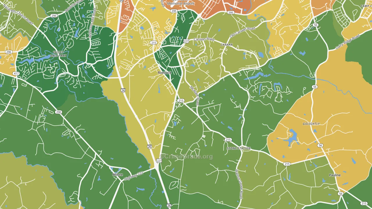 Roebuck, SC Map of Vandalism Rates