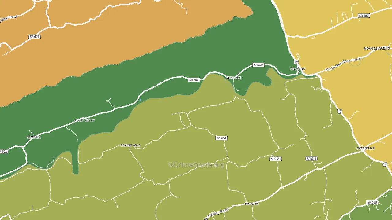 Roebuck, VA Map of Vandalism Rates