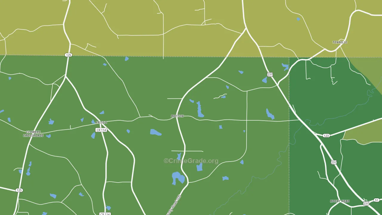 Roeton, AL Map of Vandalism Rates